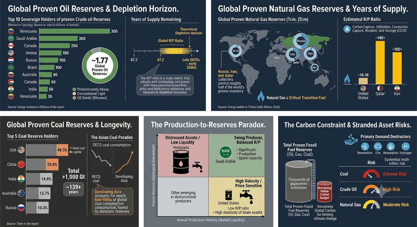 Preview of the Energy Reserves and Years Remaining report: proven oil, gas and coal reserves and depletion horizons